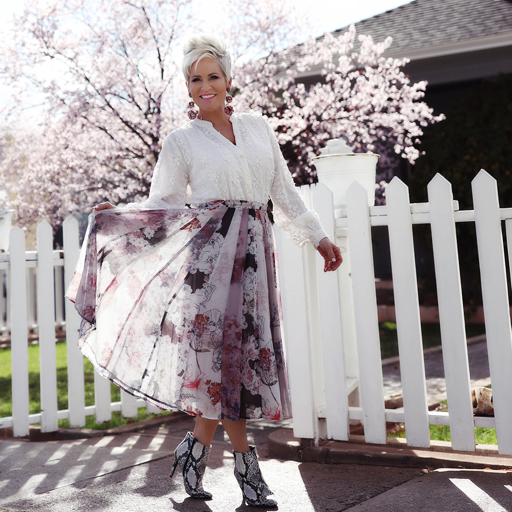 Floral midi skirt outlet 50s