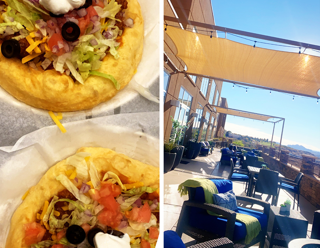 My weekend getaway with the Hyatt Place. Navajo tacos on the patio.
