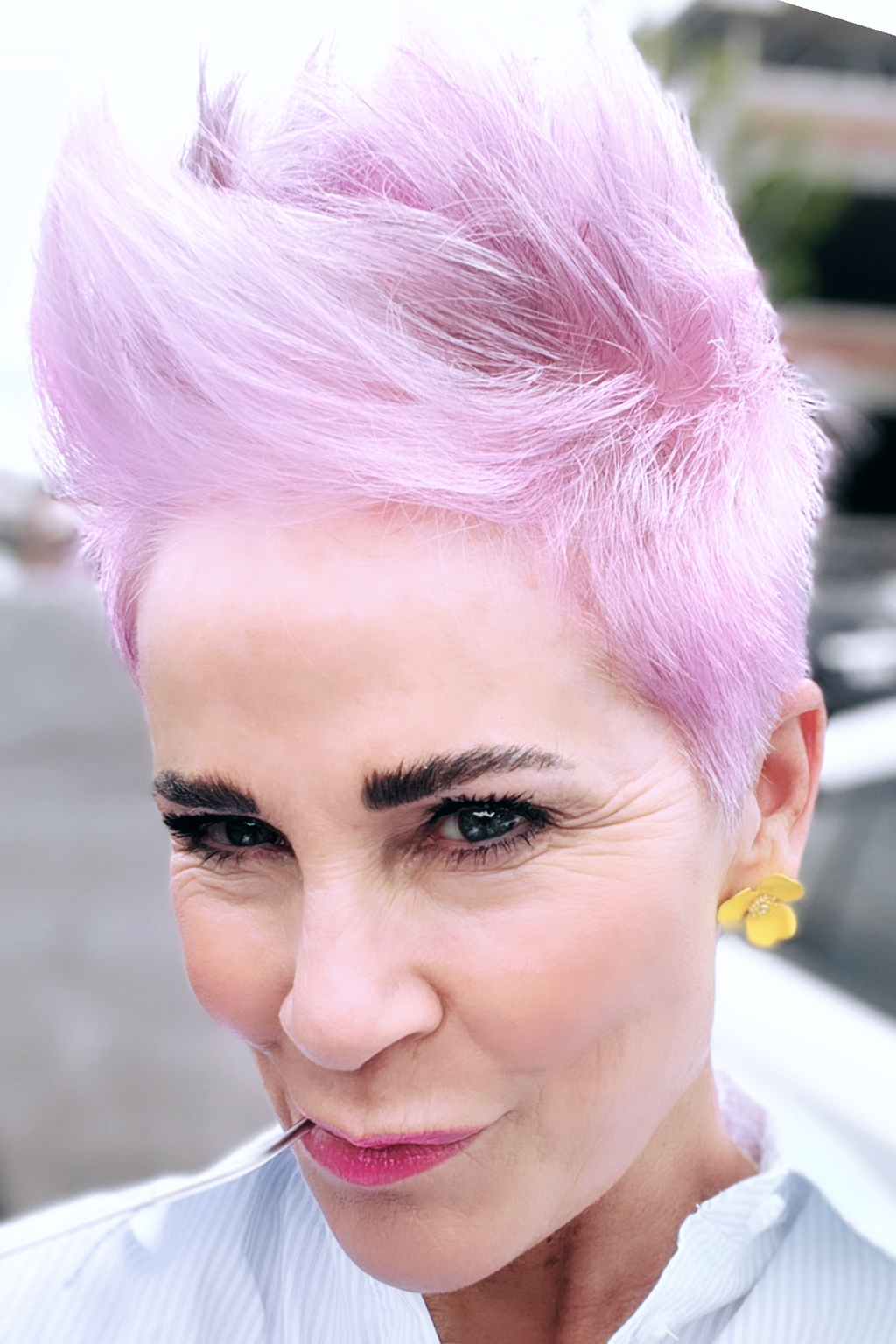 pixie haircut pink